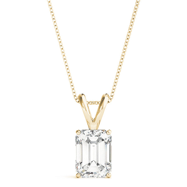 Emerald-Cut Solitaire Diamond Pendant in 14K Gold with V-Bale – Lab-Grown F/VS (0.25–2.00 CTW)