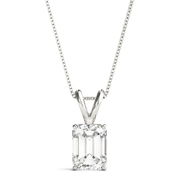 Emerald-Cut Solitaire Diamond Pendant in 14K Gold with V-Bale – Lab-Grown F/VS (0.25–2.00 CTW)