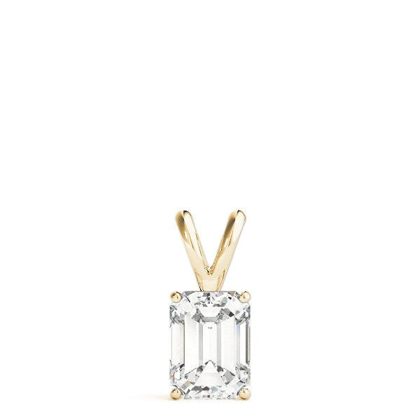 Emerald-Cut Solitaire Diamond Pendant in 14K Gold with V-Bale – Lab-Grown F/VS (0.25–2.00 CTW)