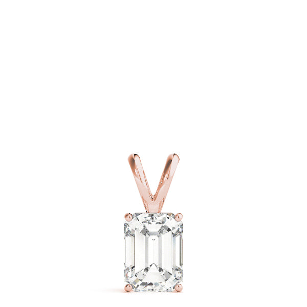 Emerald-Cut Solitaire Diamond Pendant in 14K Gold with V-Bale – Lab-Grown F/VS (0.25–2.00 CTW)