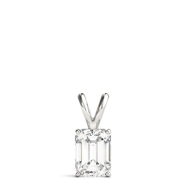 Emerald-Cut Solitaire Diamond Pendant in 14K Gold with V-Bale – Lab-Grown F/VS (0.25–2.00 CTW)