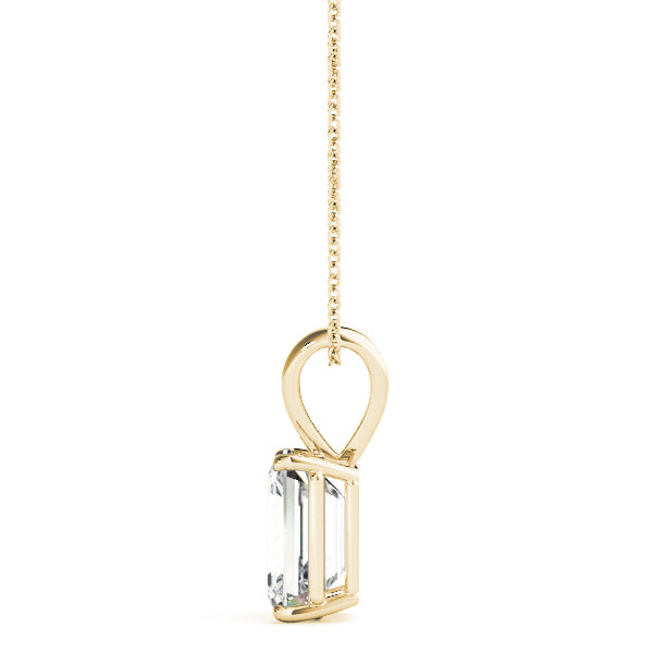 Emerald-Cut Solitaire Diamond Pendant in 14K Gold with V-Bale – Lab-Grown F/VS (0.25–2.00 CTW)