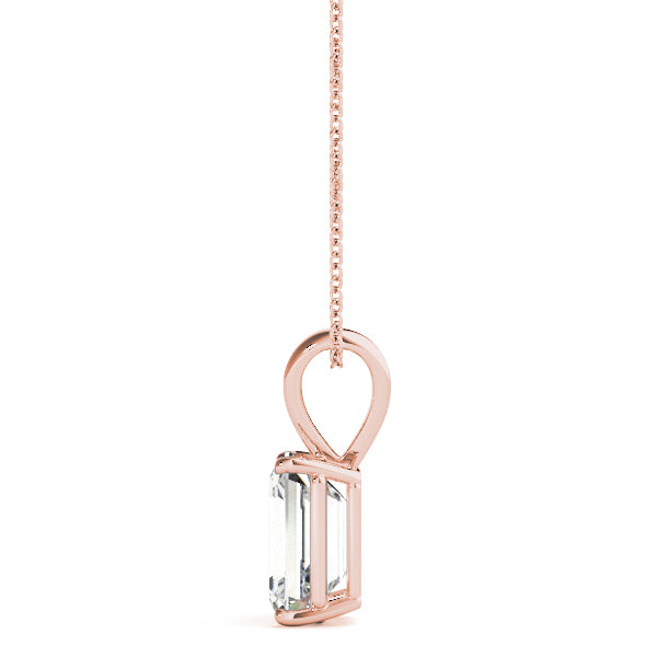 Emerald-Cut Solitaire Diamond Pendant in 14K Gold with V-Bale – Lab-Grown F/VS (0.25–2.00 CTW)