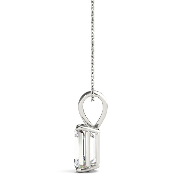 Emerald-Cut Solitaire Diamond Pendant in 14K Gold with V-Bale – Lab-Grown F/VS (0.25–2.00 CTW)