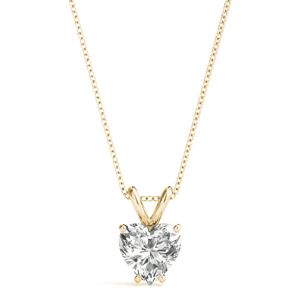 Heart-Shaped Solitaire Diamond Pendant with V-Bale Setting – Lab-Grown, F/VS (0.25–2.00 CTW)