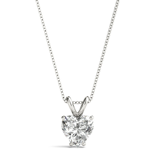 Heart-Shaped Solitaire Diamond Pendant with V-Bale Setting – Lab-Grown, F/VS (0.25–2.00 CTW)