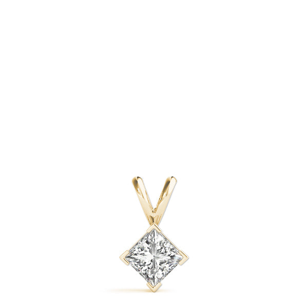 Princess-Cut Solitaire Diamond Pendant in 14K Gold with V-Bale – Lab-Grown F/VS (0.25–2.00 CTW)