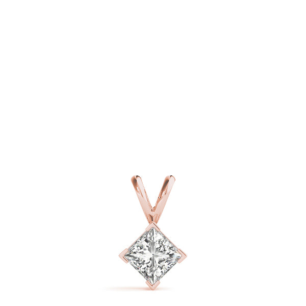 Princess-Cut Solitaire Diamond Pendant in 14K Gold with V-Bale – Lab-Grown F/VS (0.25–2.00 CTW)