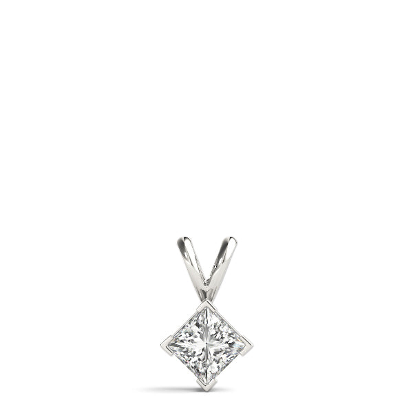 Princess-Cut Solitaire Diamond Pendant in 14K Gold with V-Bale – Lab-Grown F/VS (0.25–2.00 CTW)