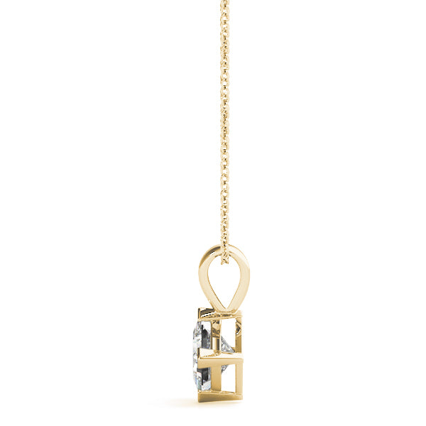 Princess-Cut Solitaire Diamond Pendant in 14K Gold with V-Bale – Lab-Grown F/VS (0.25–2.00 CTW)