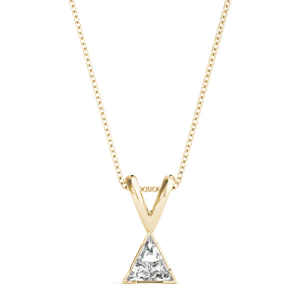 Trillion-Cut Solitaire Diamond Pendant in 14K Gold with V-Bale – Lab-Grown F/VS (0.25–2.00 CTW)