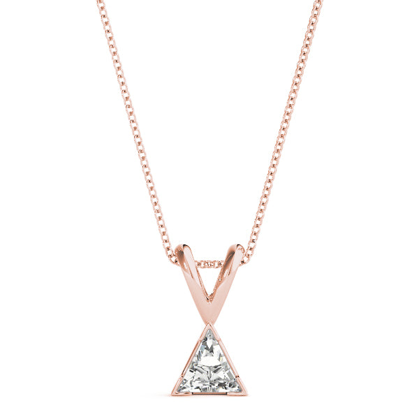 Trillion-Cut Solitaire Diamond Pendant in 14K Gold with V-Bale – Lab-Grown F/VS (0.25–2.00 CTW)