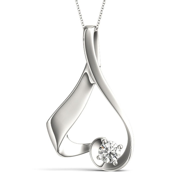 Sculptural Diamond Pendant Necklace in 14K Gold or Silver – Open-Loop Floating Design (0.25–1.00 CTW, F/VS)