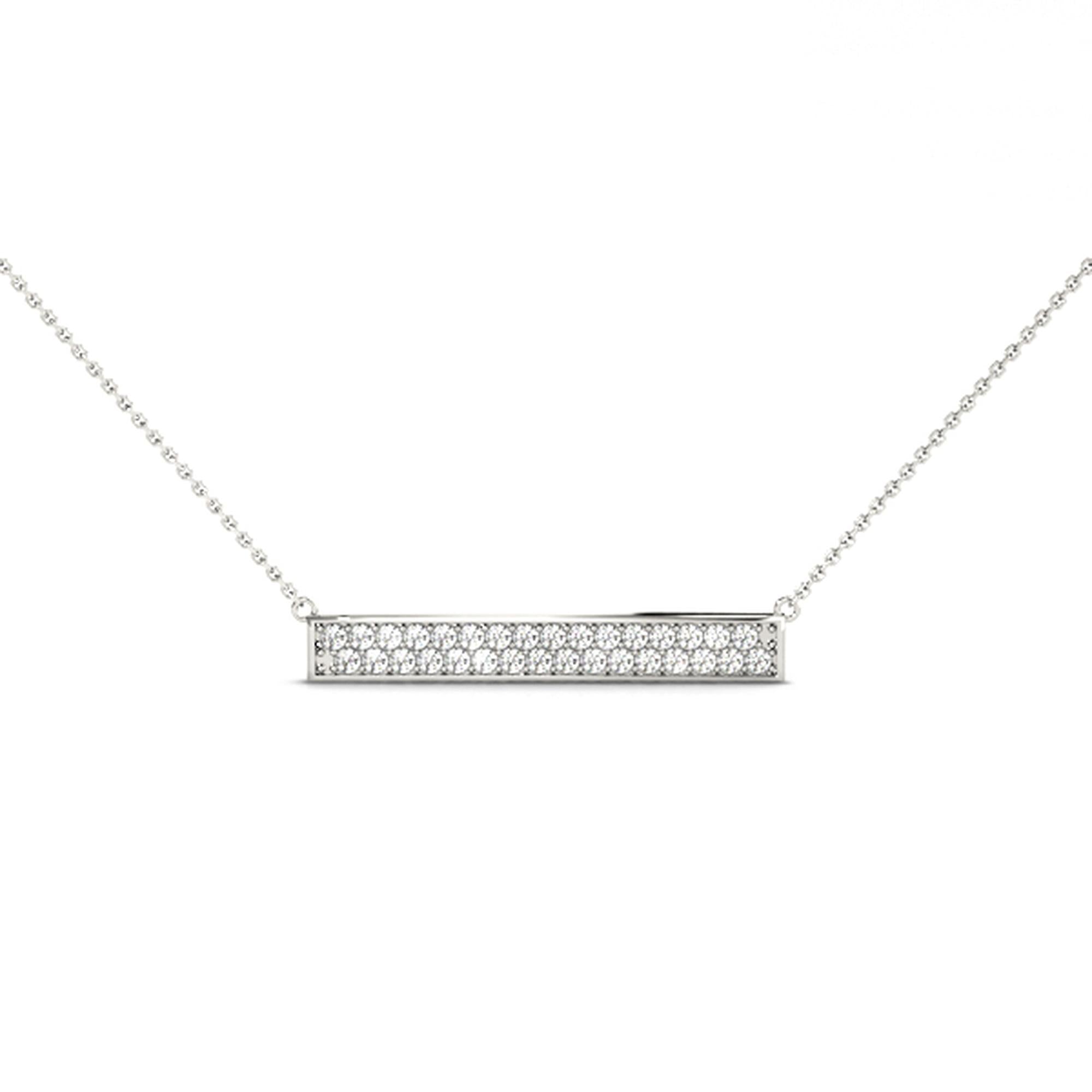 Two-Row Diamond Bar Pendant Necklace in 14K Gold or Silver – Lab-Grown, 0.33 CTW