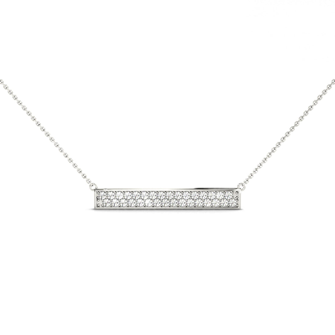 Two-Row Diamond Bar Pendant Necklace in 14K Gold or Silver – Lab-Grown, 0.33 CTW