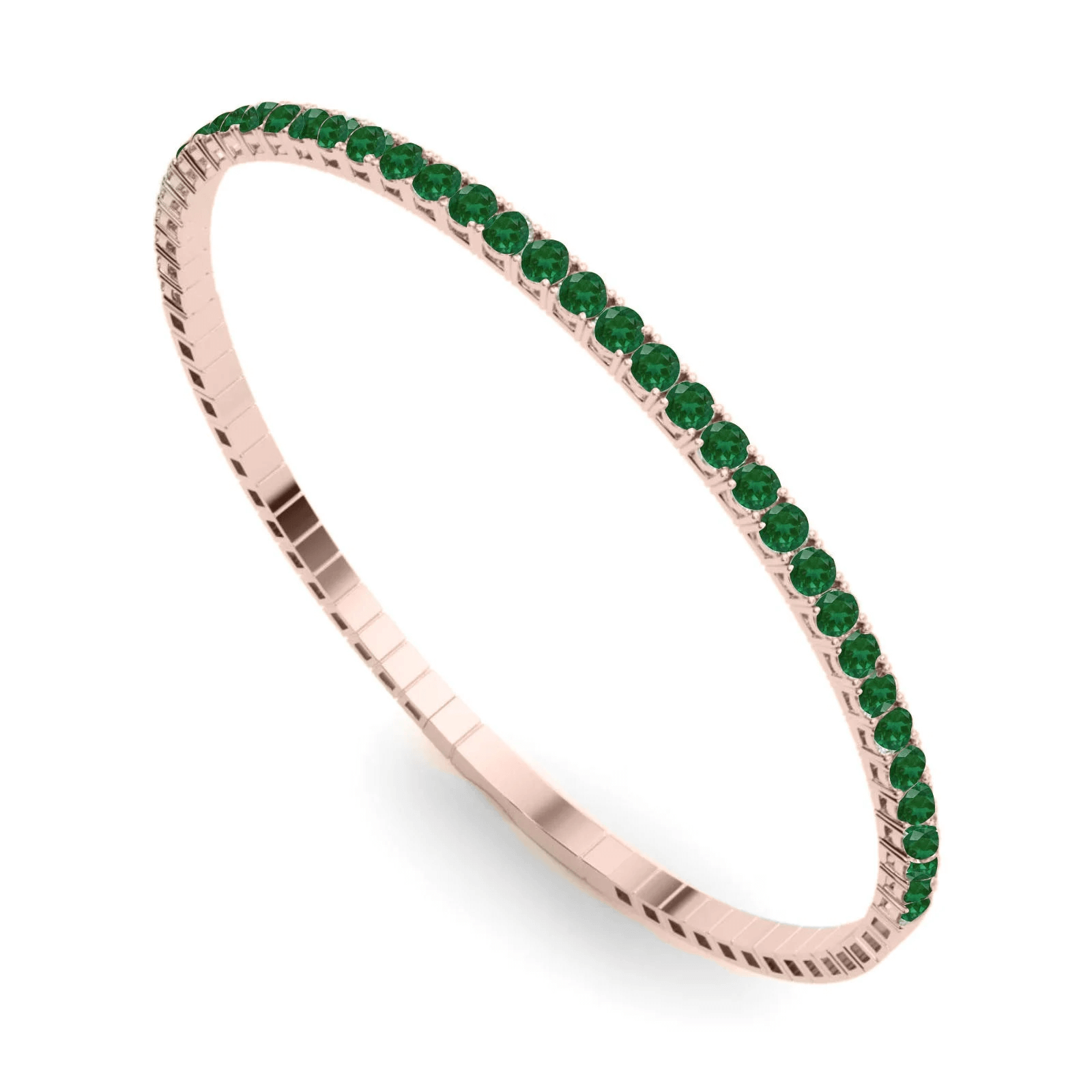 Halfway flexible natural emerald bangle