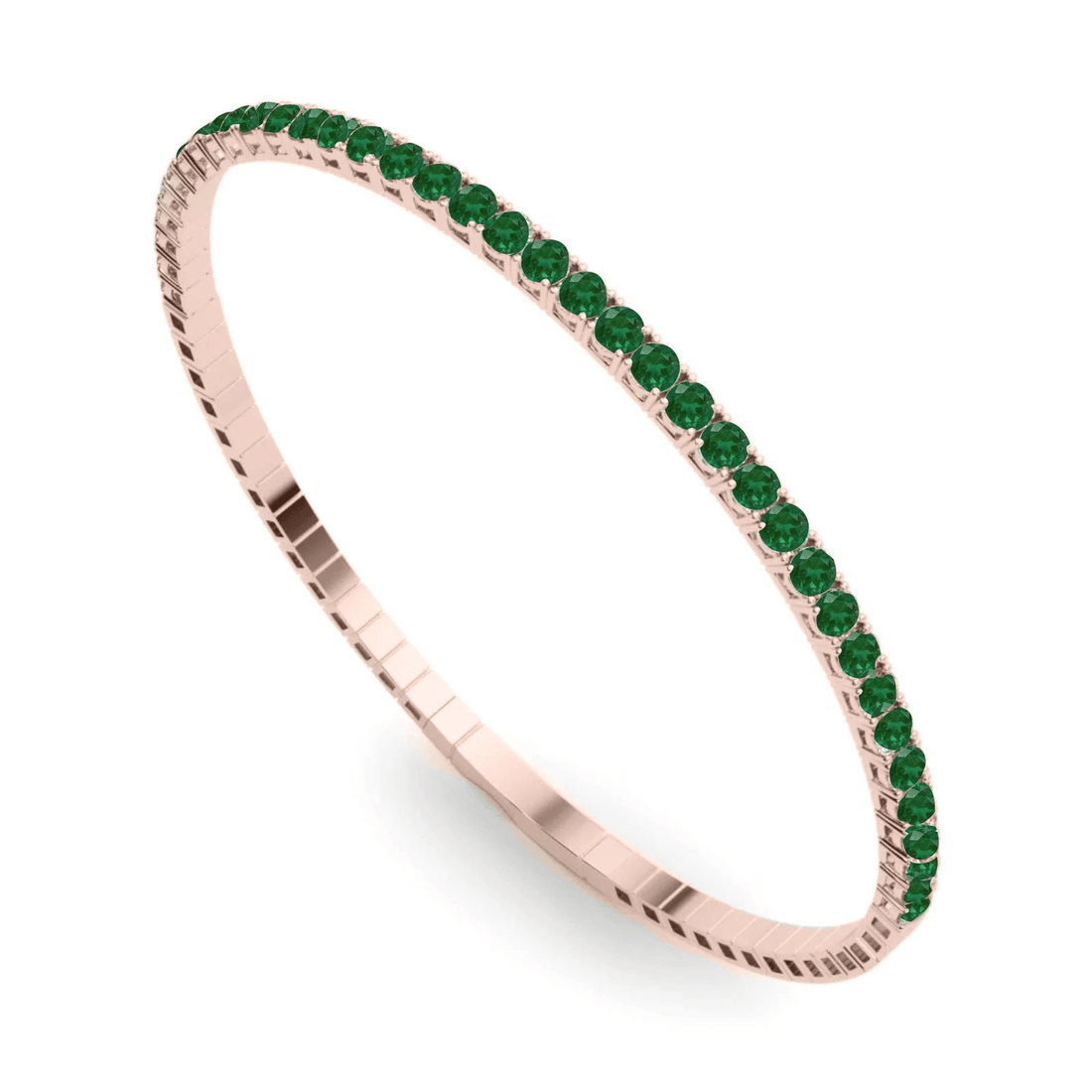 Halfway flexible natural emerald bangle