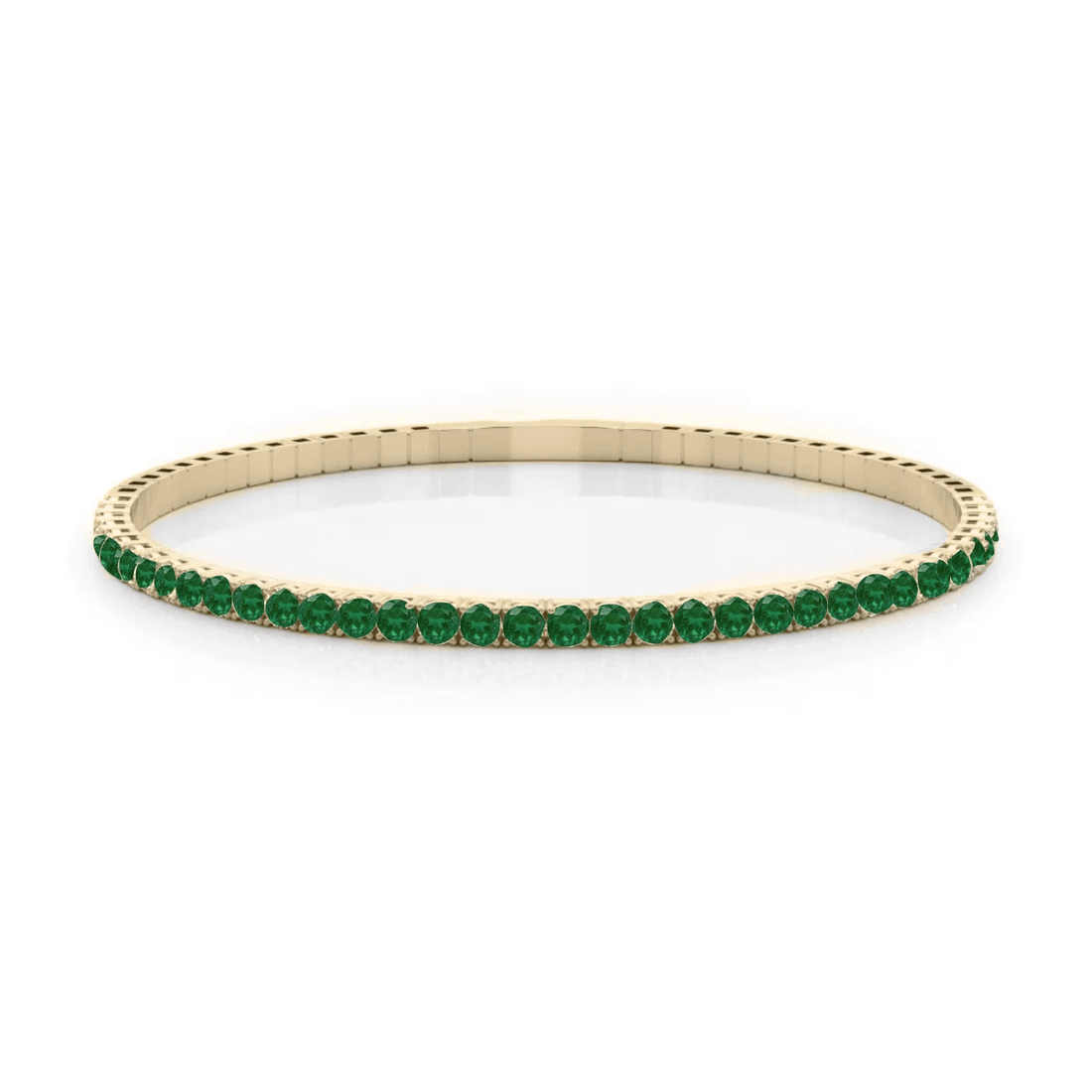 Halfway flexible natural emerald bangle