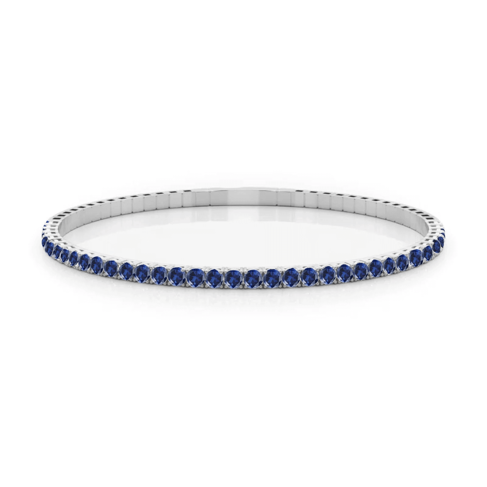 Halfway flexible blue sapphire bangle