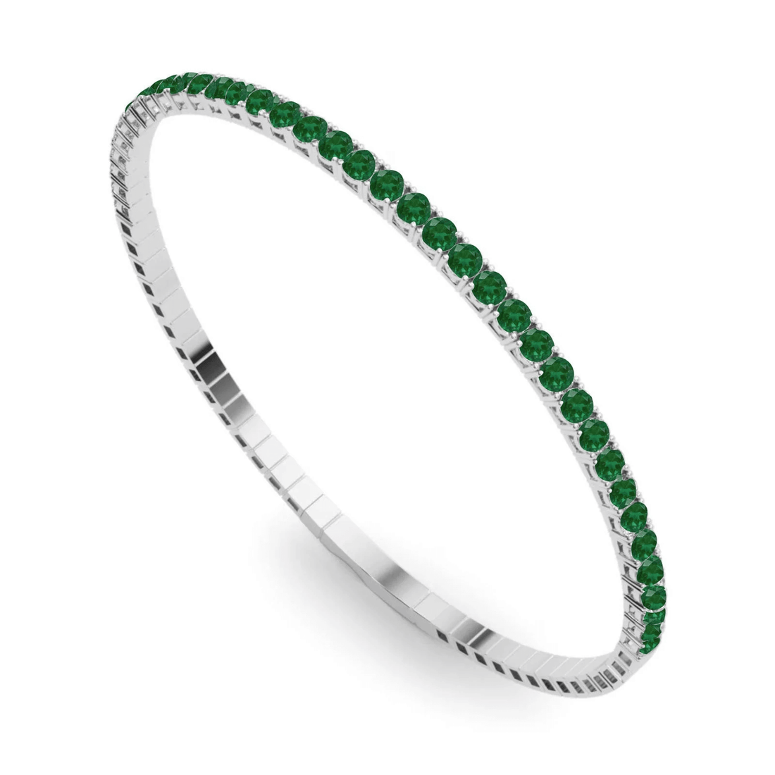 Halfway flexible natural emerald bangle