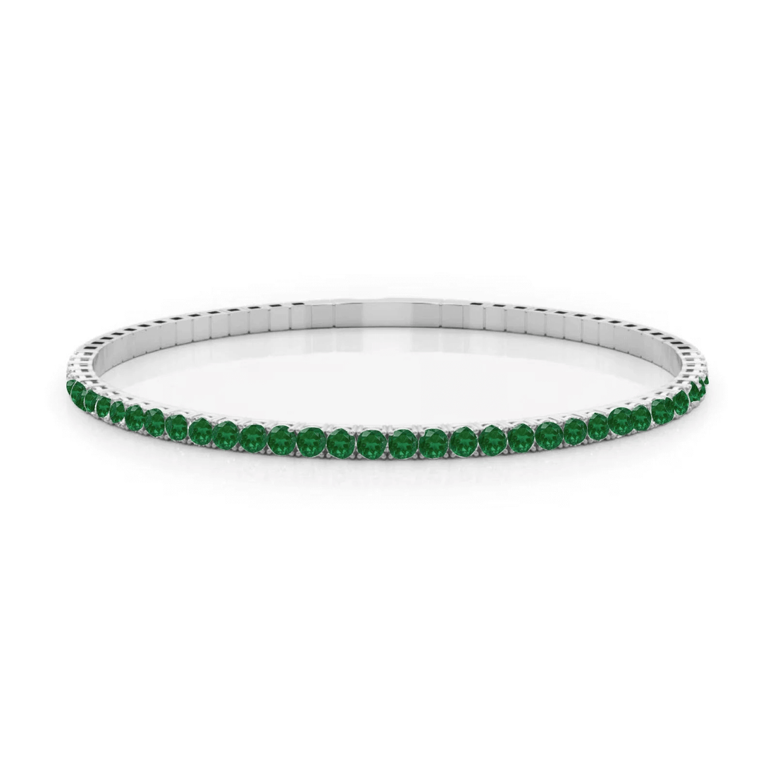 Halfway flexible natural emerald bangle