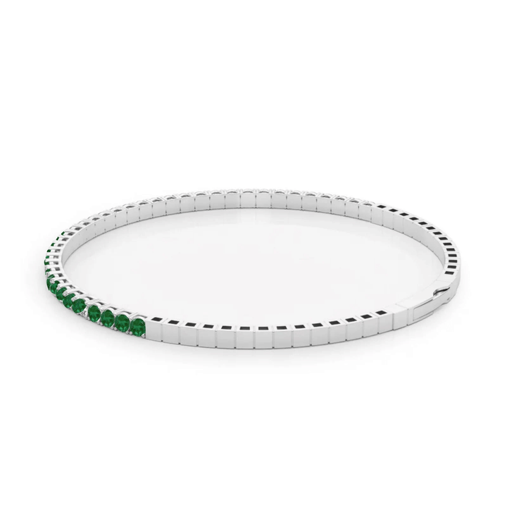 Halfway flexible natural emerald bangle