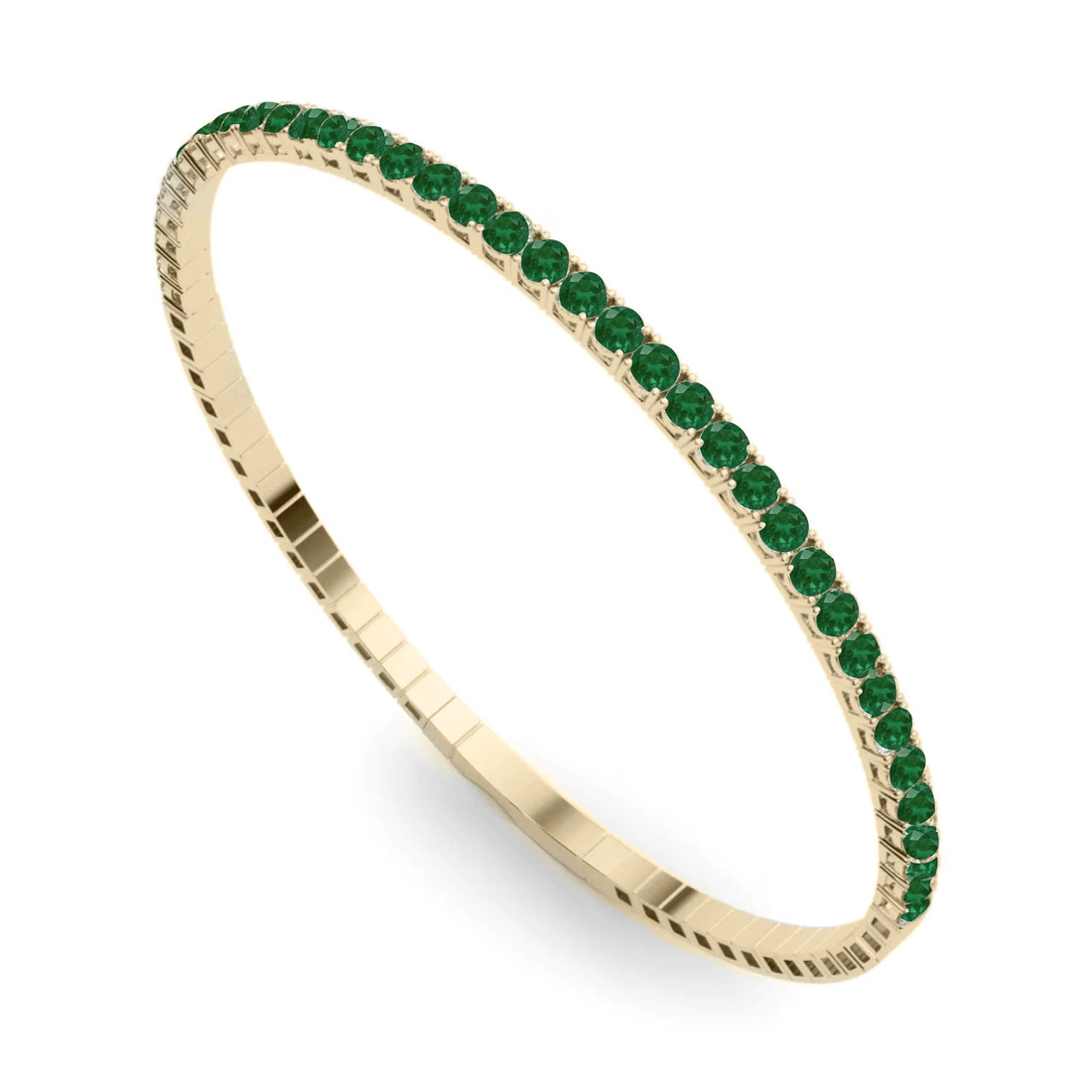 Halfway flexible natural emerald bangle