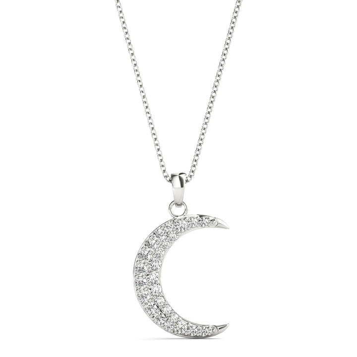 Crescent Moon Diamond Pendant Necklace in 14K Gold – Pavé-Set Lab or Natural Diamonds (0.20 CTW)