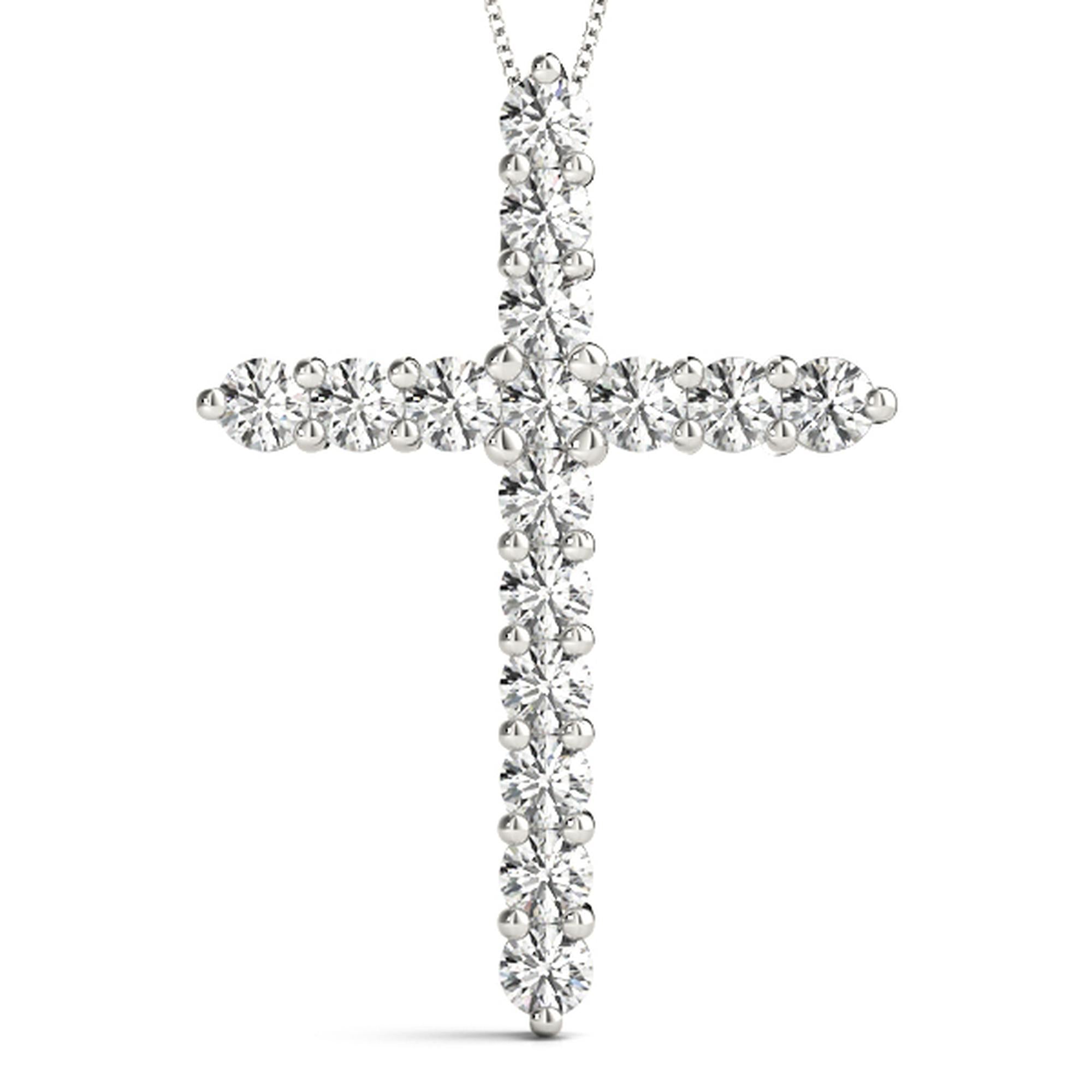Classic Diamond Cross Pendant Necklace (1.50–3.50 CTW, Lab-Grown, F/VS)