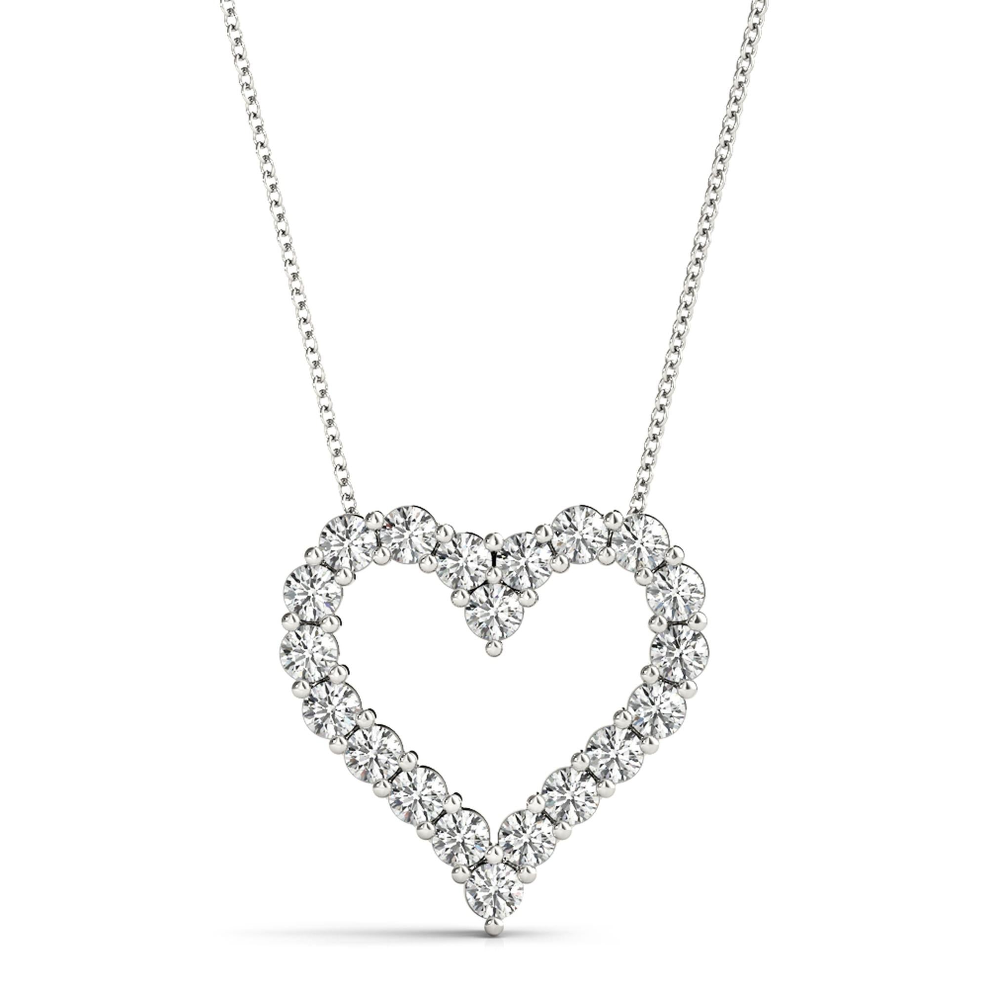 Open-Heart Diamond Pendant Necklace (0.33–4.00 CTW, Lab-Grown, F/VS)