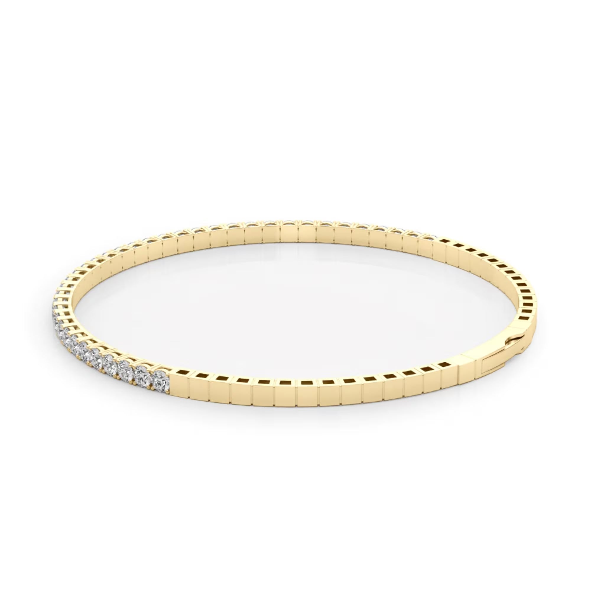 Halfway flexible diamond bangle