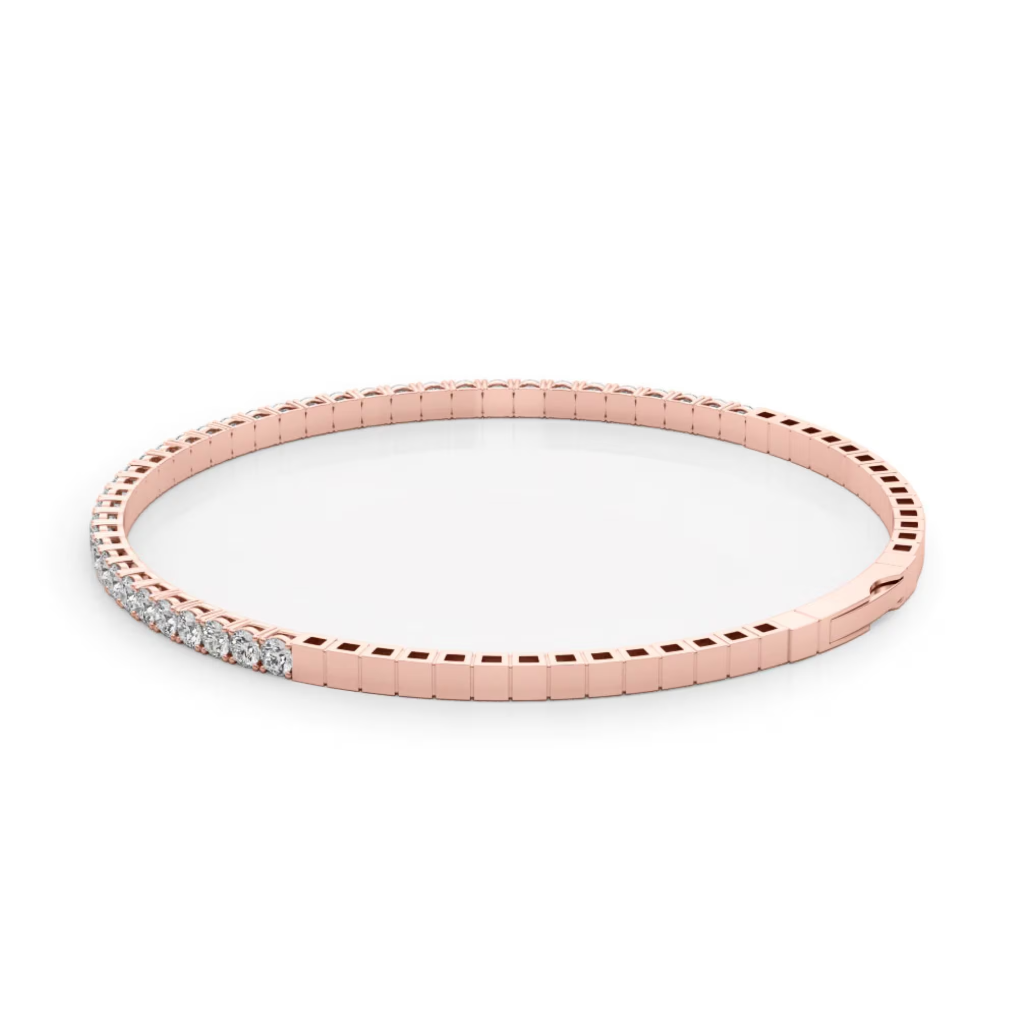 Halfway flexible diamond bangle