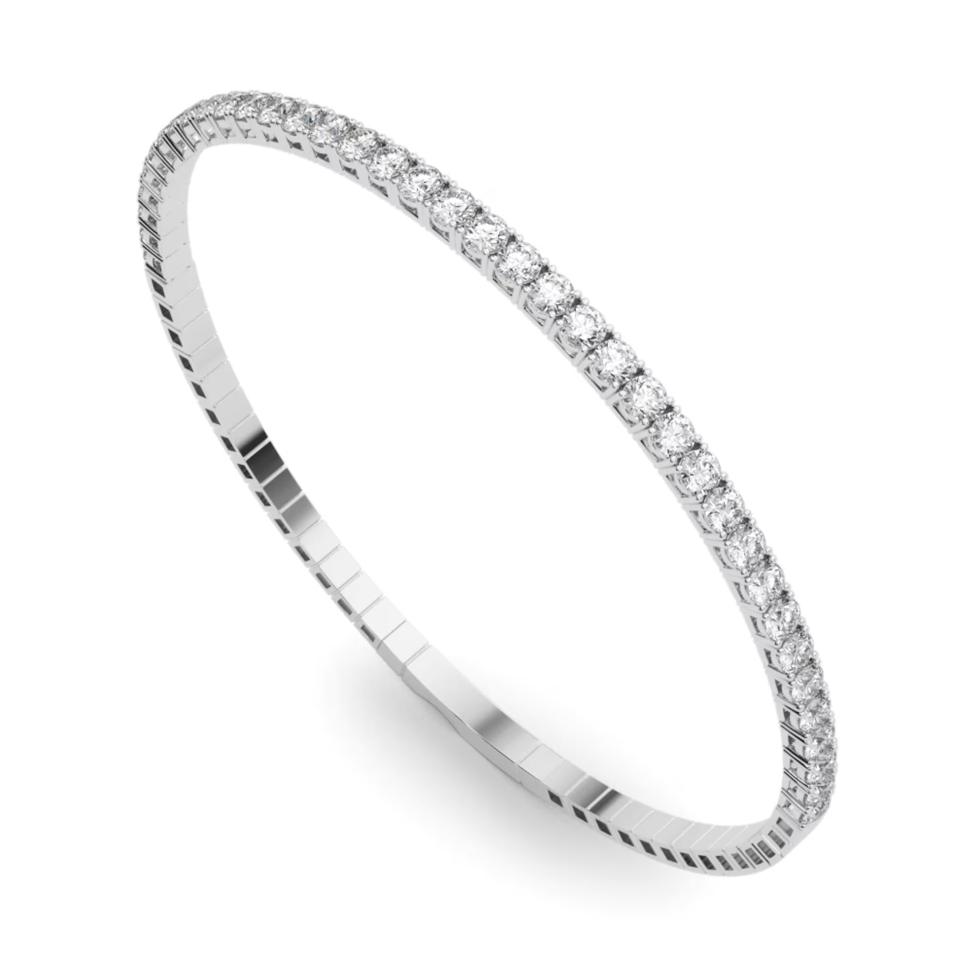 Halfway flexible diamond bangle