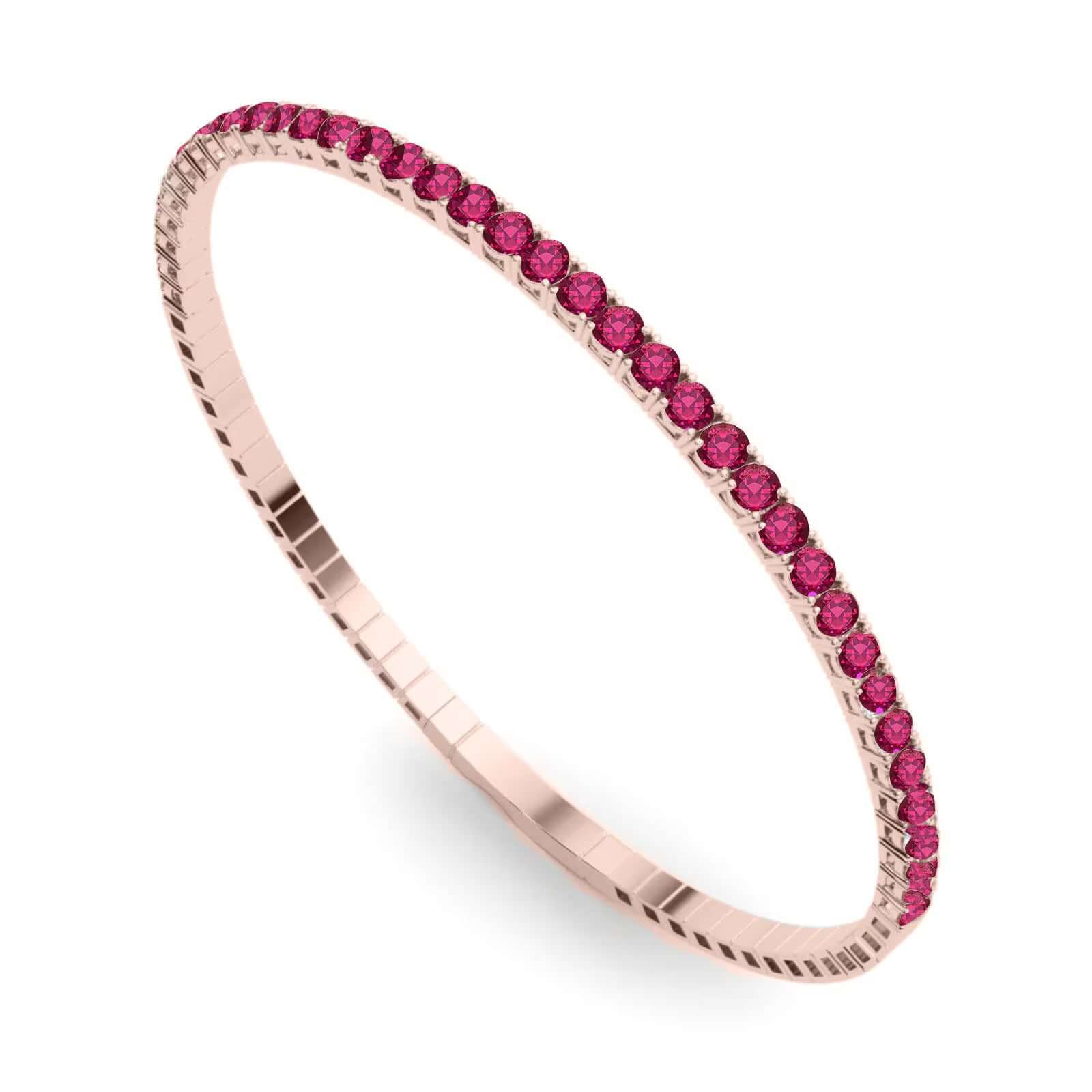 Halfway flexible natural ruby bangle