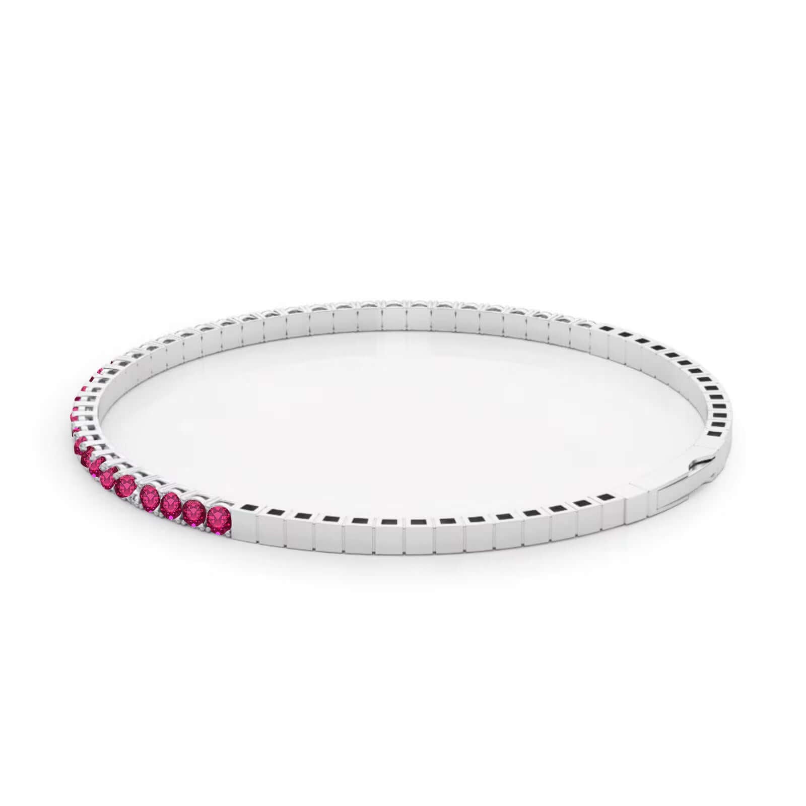 Halfway flexible natural ruby bangle
