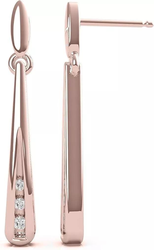 Three-Stone Bar Dangle Drop Lab-Grown Diamond Earrings
