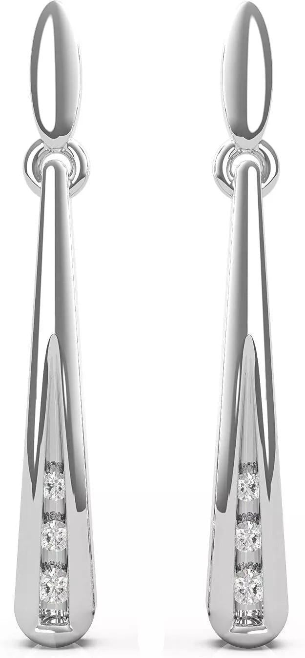 Three-Stone Bar Dangle Drop Lab-Grown Diamond Earrings