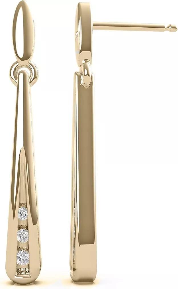 Three-Stone Bar Dangle Drop Lab-Grown Diamond Earrings