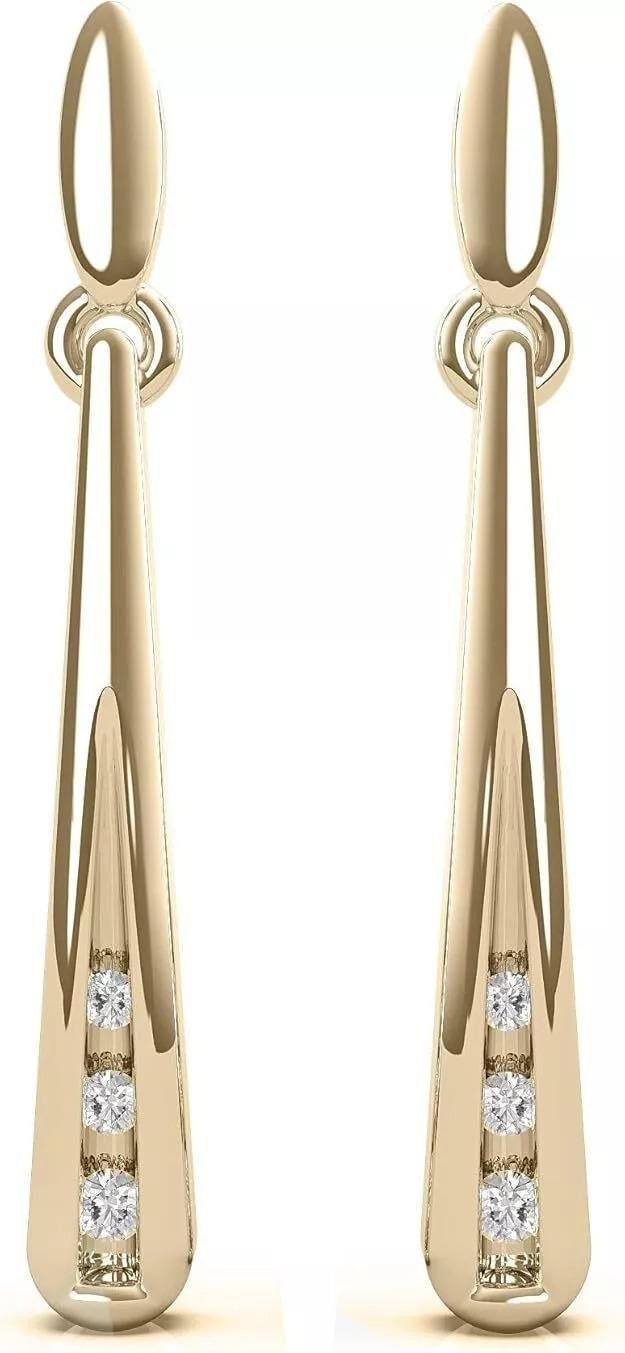Three-Stone Bar Dangle Drop Lab-Grown Diamond Earrings