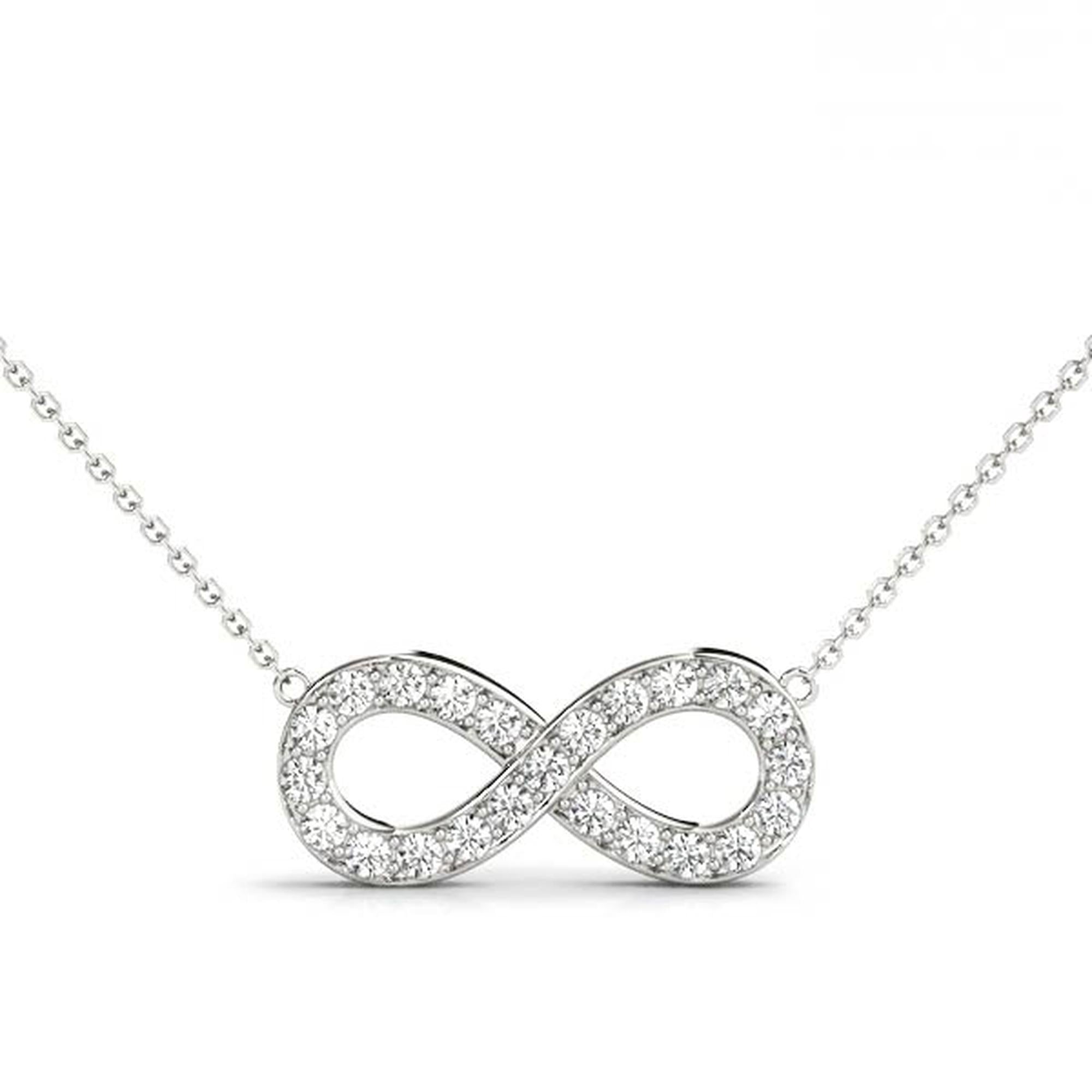 Infinity Diamond Pendant Necklace in 14K Gold or Sterling Silver – 0.33 CTW Lab-Grown