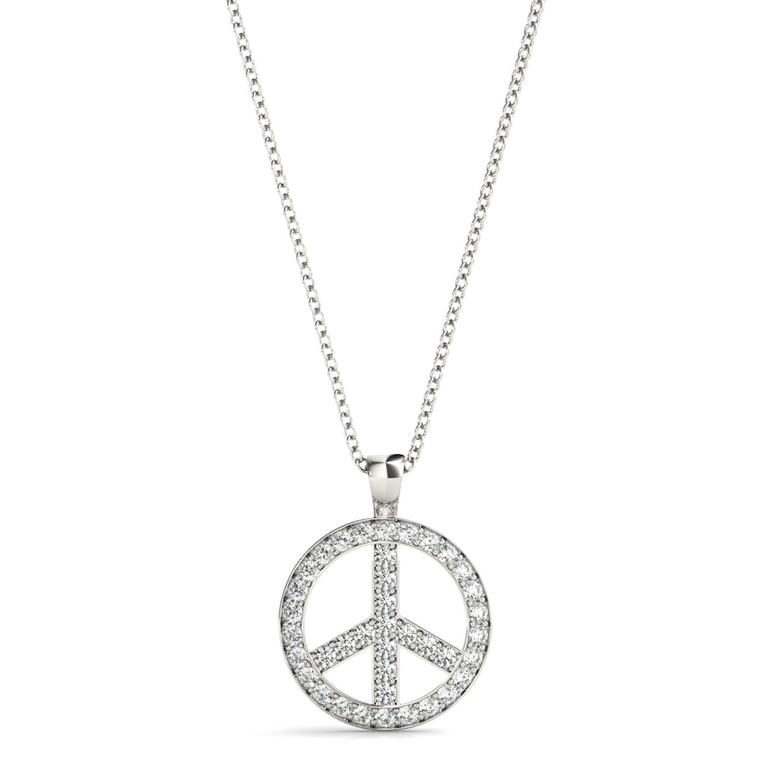 Diamond Peace Sign Pendant Necklace in 14K Gold or Silver – Pavé-Set Round Diamonds (0.33 CTW, Lab or Natural)