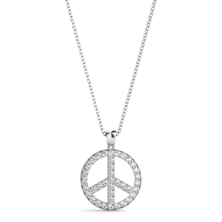 Diamond Peace Sign Pendant Necklace in 14K Gold or Silver – Pavé-Set Round Diamonds (0.33 CTW, Lab or Natural)