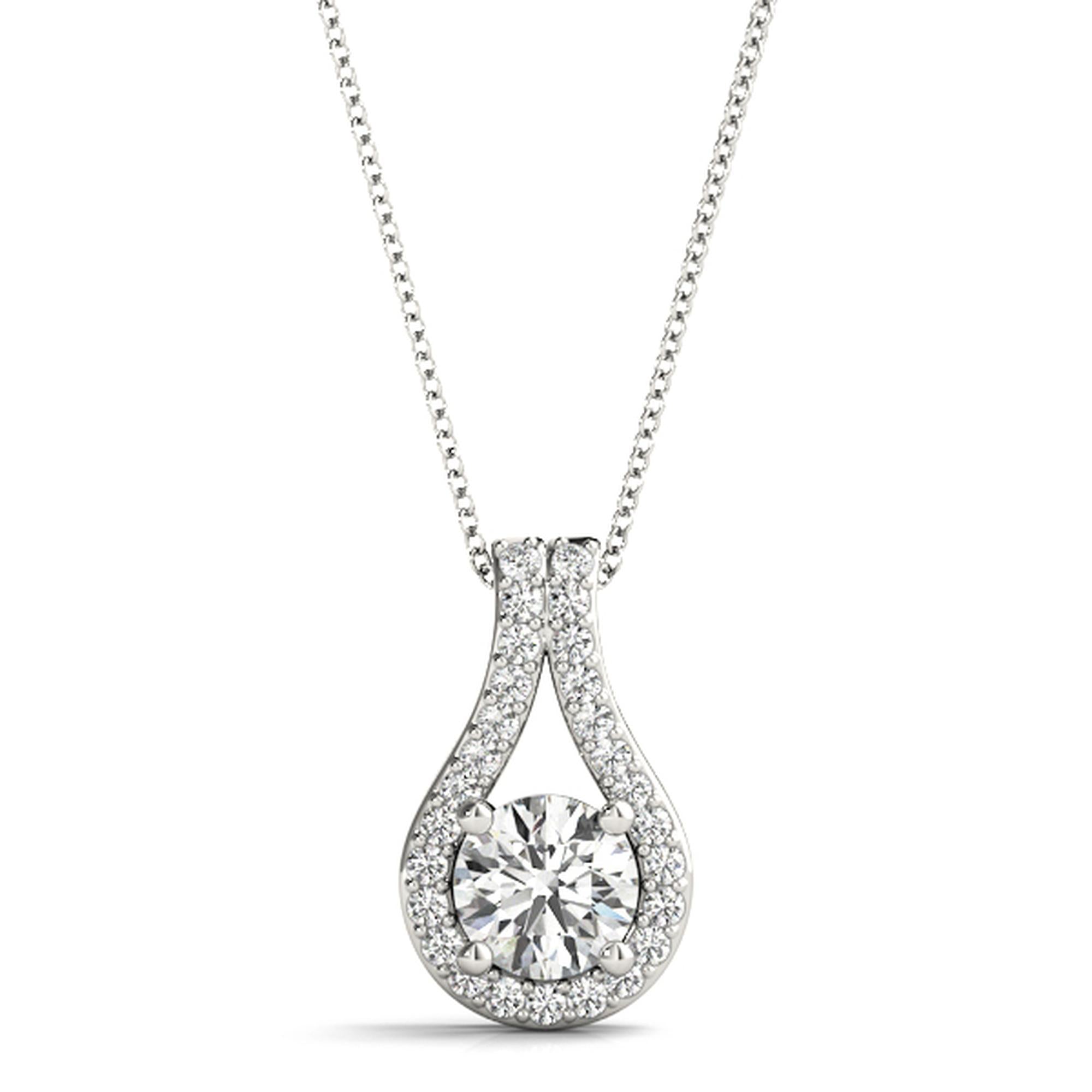 Teardrop Halo Diamond Pendant Necklace (0.25–1.00 CTW, Lab-Grown, 14K Gold)