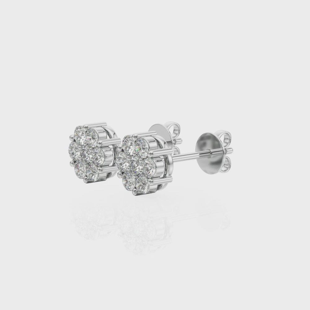 floral cluster diamond stud earrings
