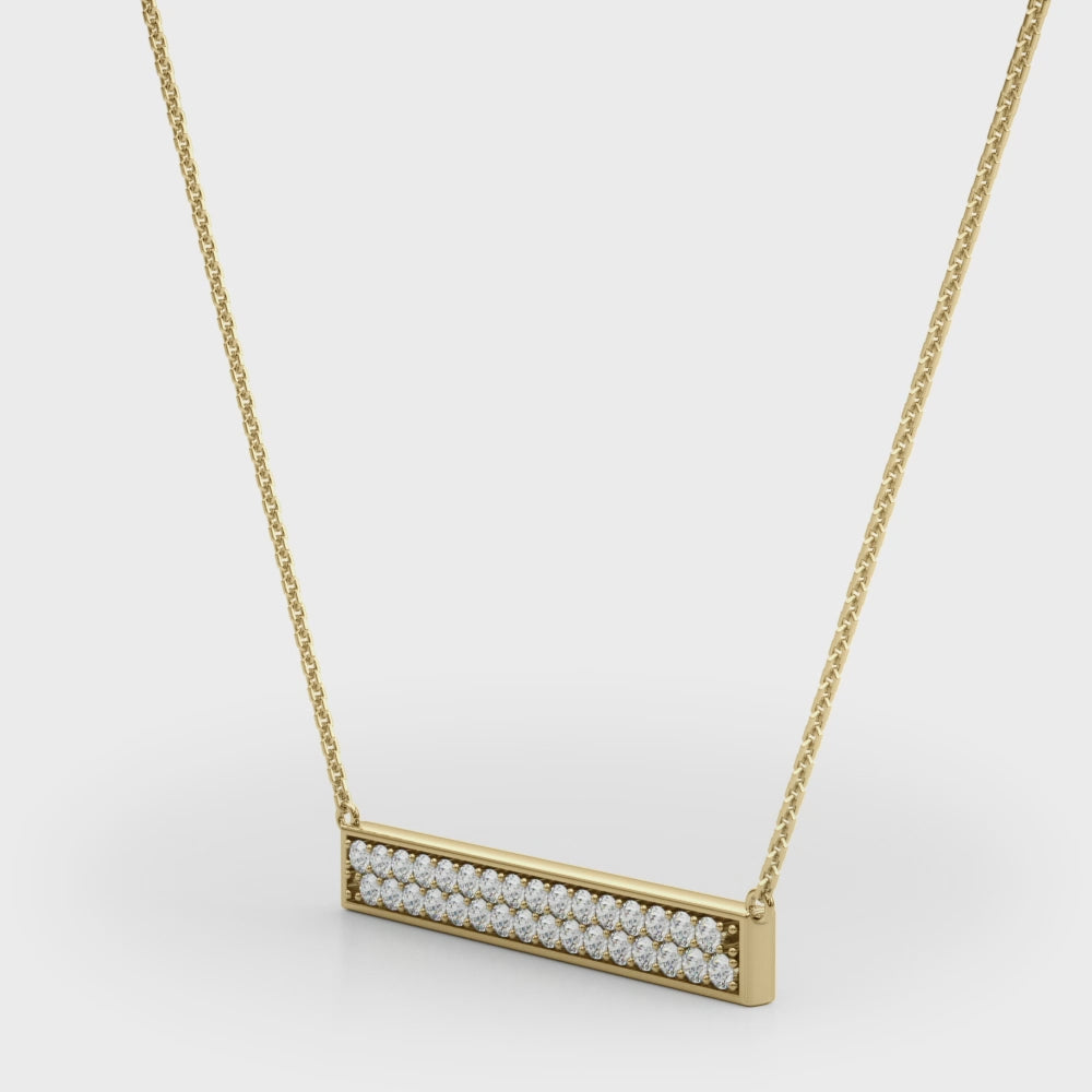 Two-Row Diamond Bar Pendant Necklace in 14K Gold or Silver – Lab-Grown, 0.33 CTW