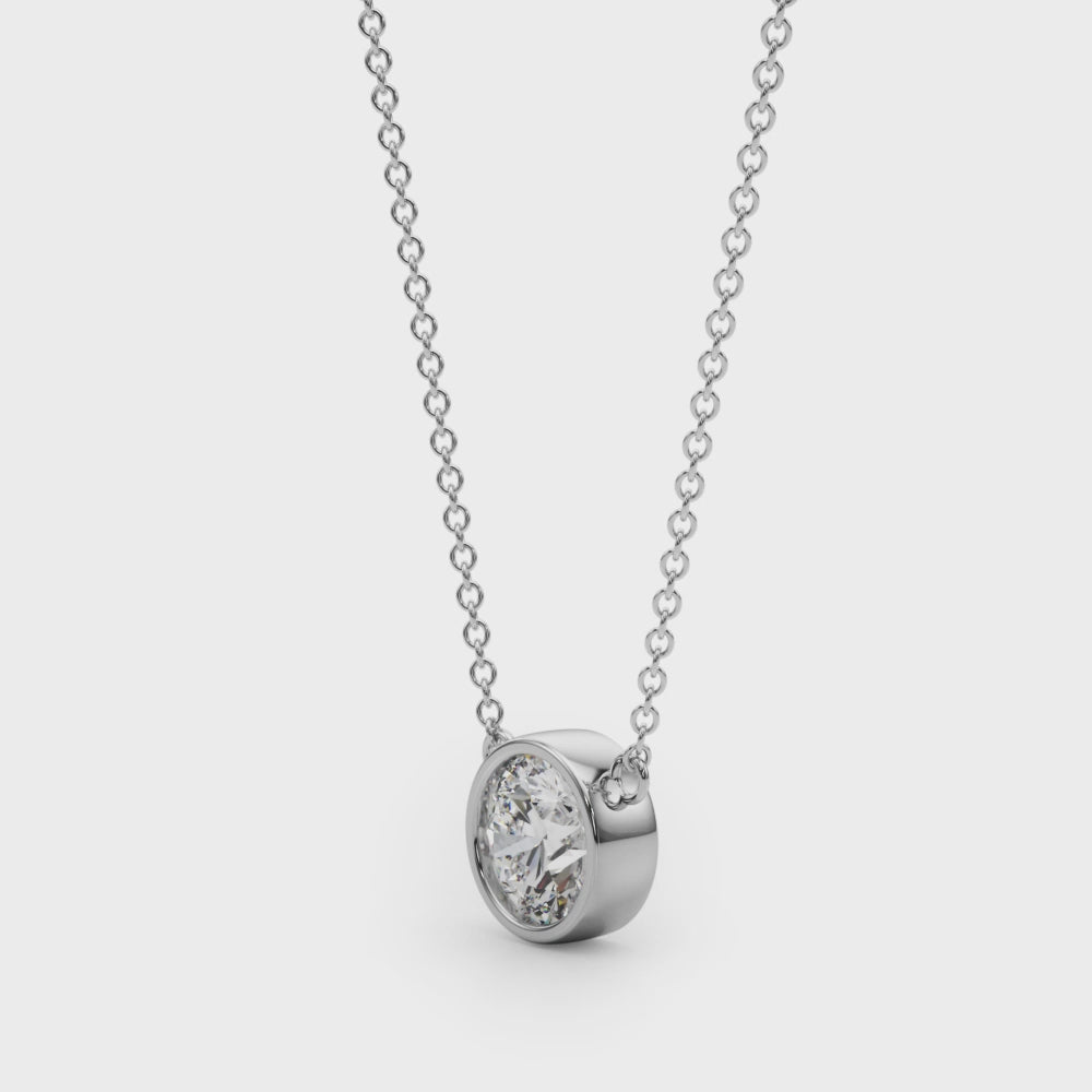 Bezel-Set Solitaire Diamond Pendant Necklace in 14K Gold (Lab-Grown, 0.25–2.00 CTW)