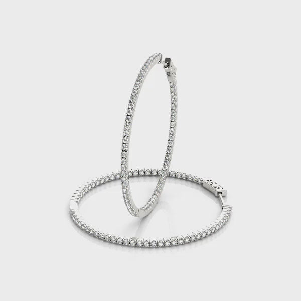 Inside-out diamond hoop earrings