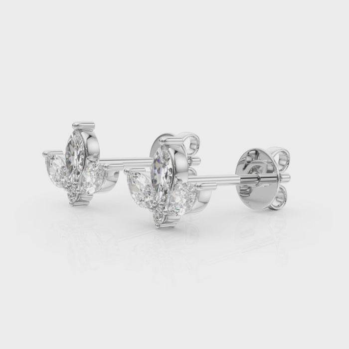 Floral cluster diamond stud earrings marquees