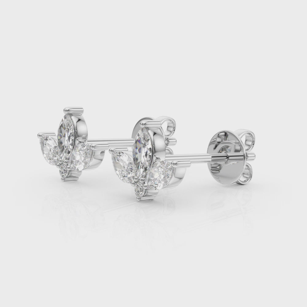Floral cluster diamond stud earrings marquees