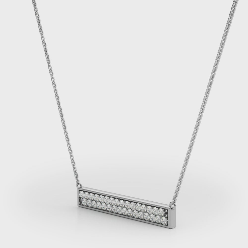 Two-Row Diamond Bar Pendant Necklace in 14K Gold or Silver – Lab-Grown, 0.33 CTW